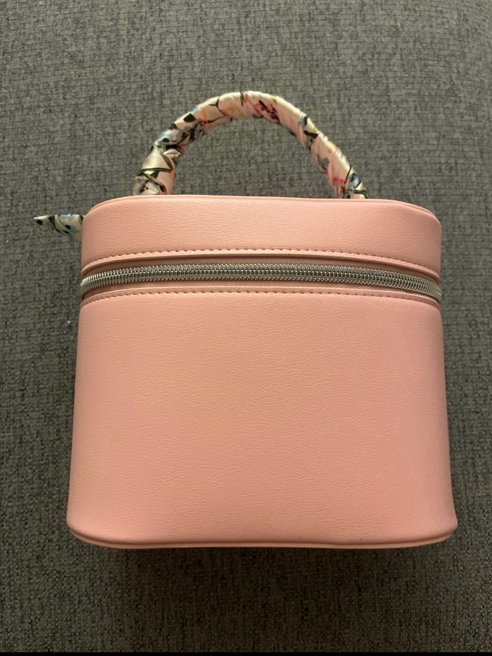 Pink Structured Top-Handle Cosmetic Bag